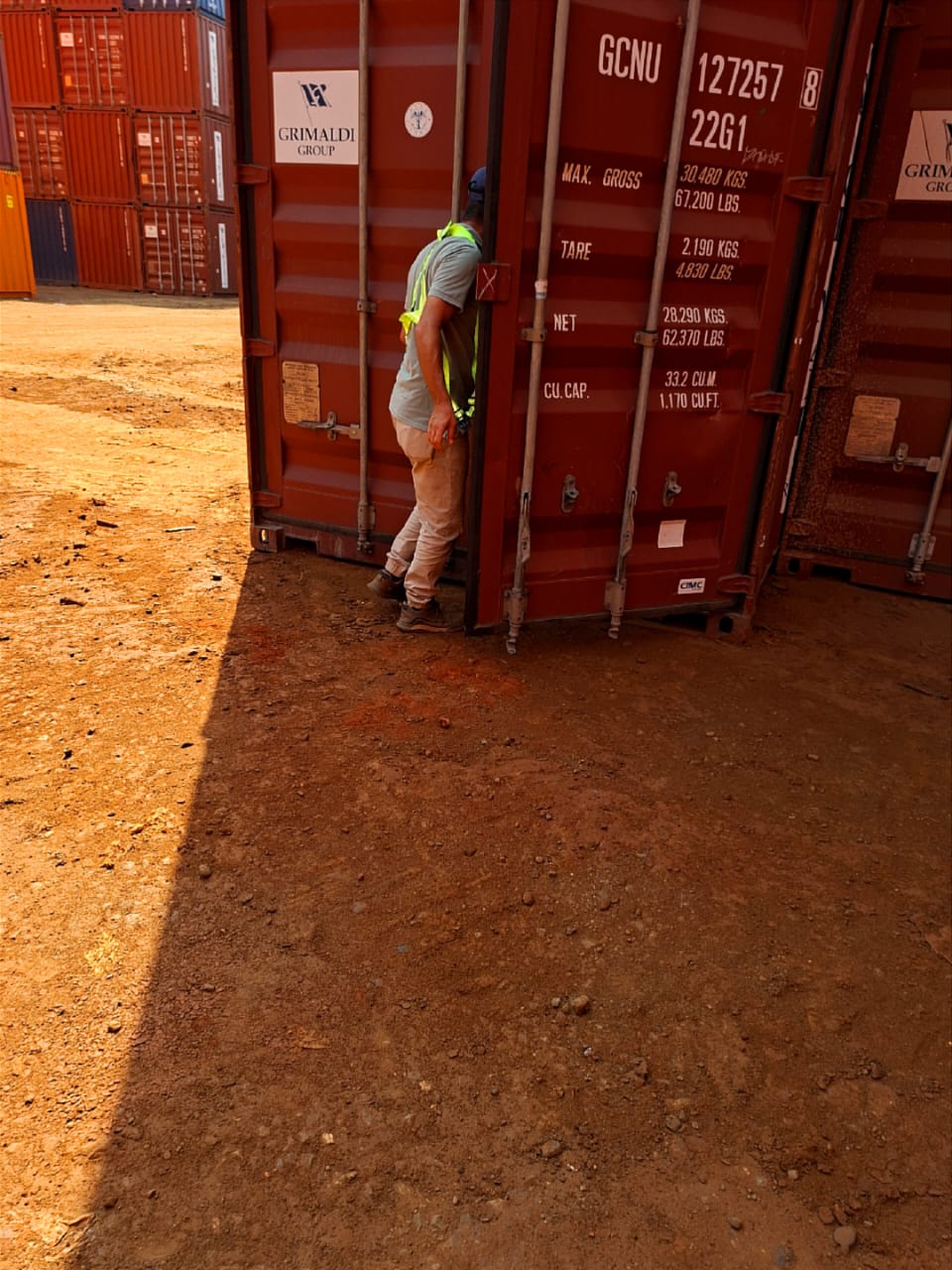 Forklift moving container